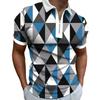 Neues bedrucktes Poloshirt mit Reißverschluss und quadratischem Farbblocking für Herren
