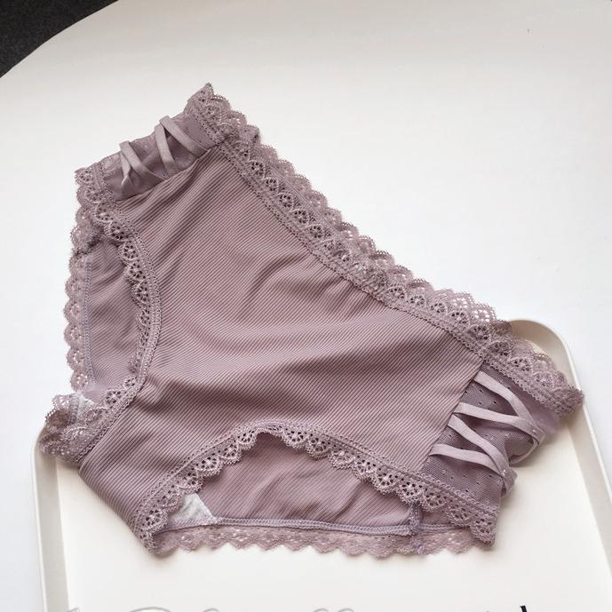 Cute Sexy Ice Silk Lace Edge Low Waist Women's Underwear Elastic Large Ice Silk Women's Underwear