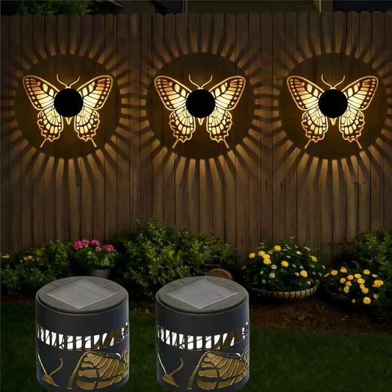 Solar Butterfly Lantern Waterproof Fence Wall Lamp Outdoor Garden Patio Walkway Decorations Projection Lighting for Garden Decor