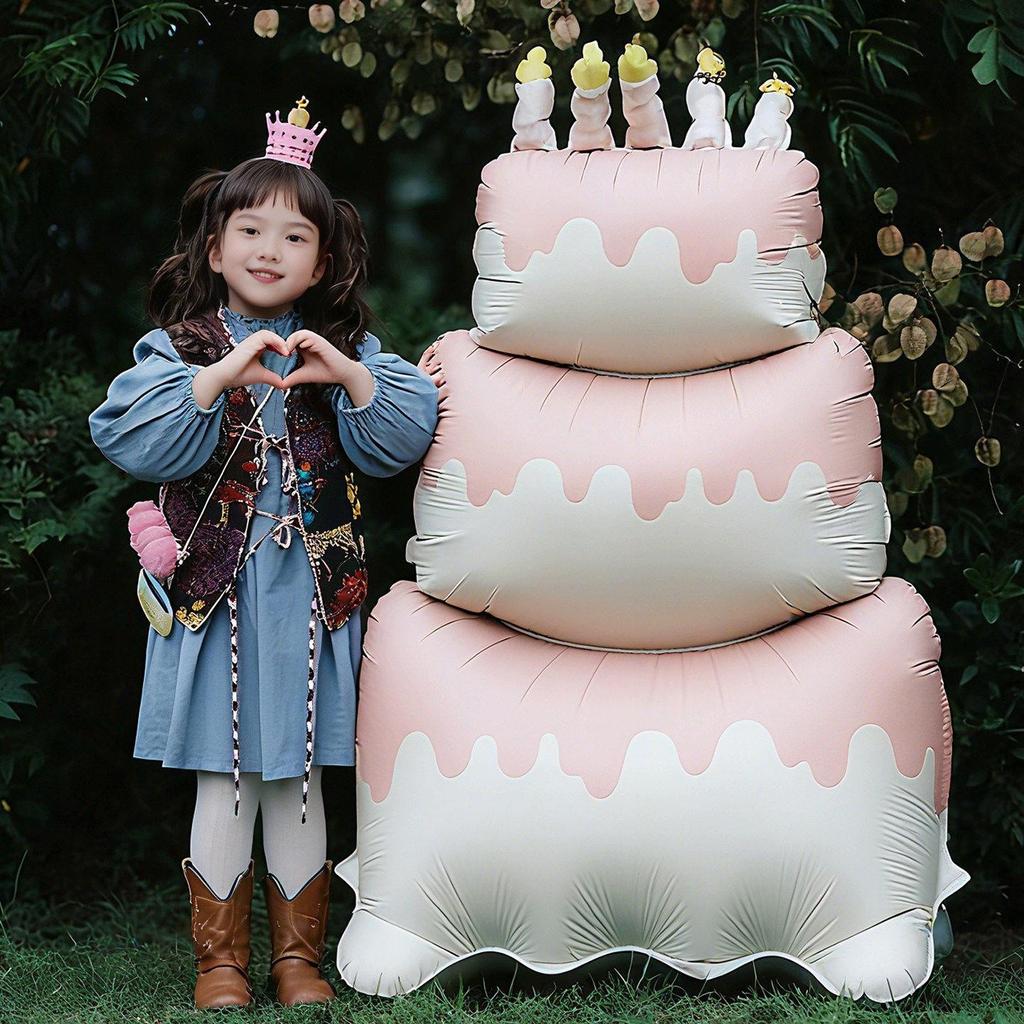 Super Large Three-Tier Cream Cake Balloon for Birthday Party Decoration
