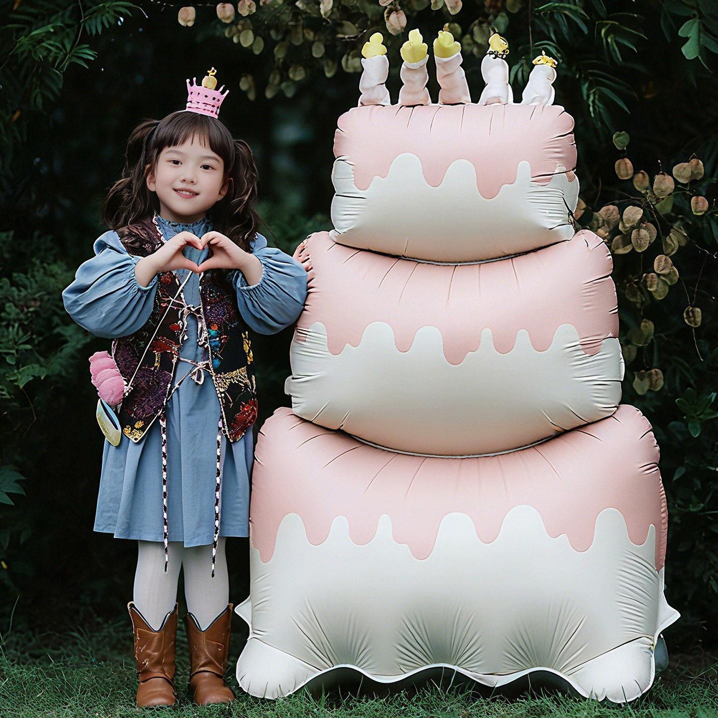 Super Large Three-Tier Cream Cake Balloon for Birthday Party Decoration