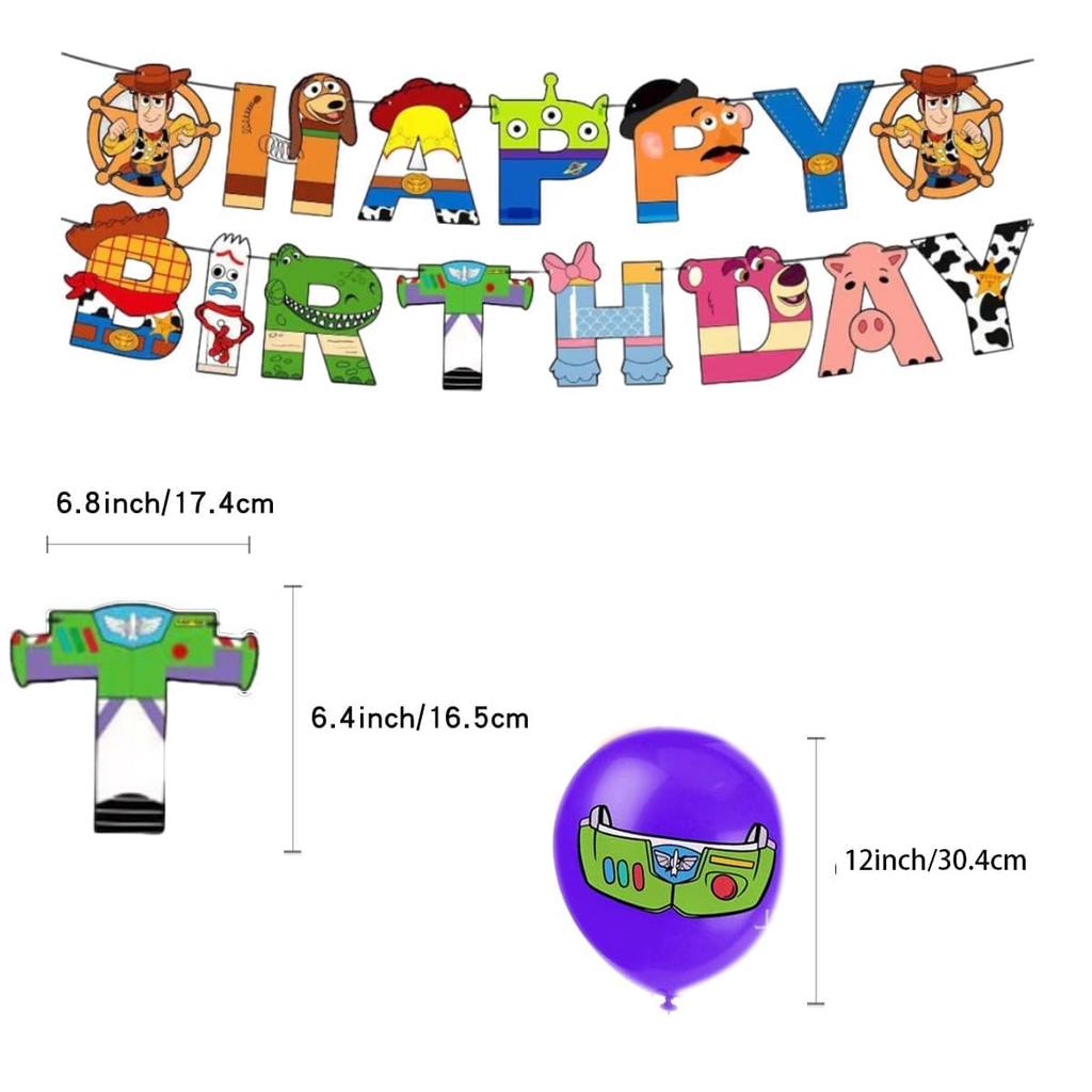 25-teiliges Toy Story Dekorationsbanner mit Geburtstagsballons, perfekt für Geburtstage, Jubiläen, Kindertag und mehr.