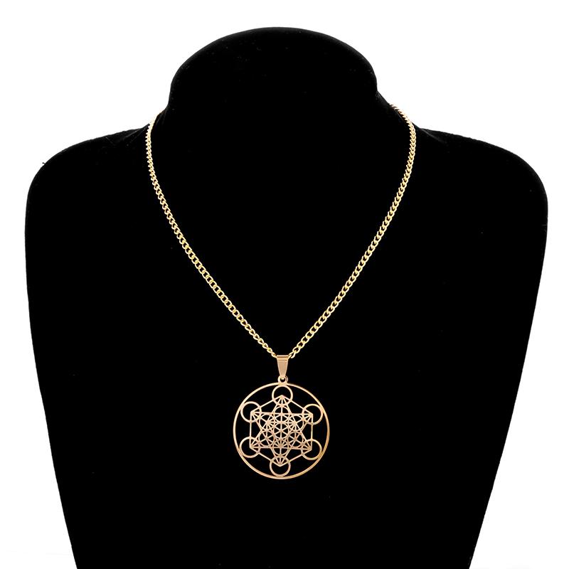 Metatron Pendant Archangel King Solomon Signet Necklace Stainless Steel Hollow Chain Jewelry Men Women Amulet Gift
