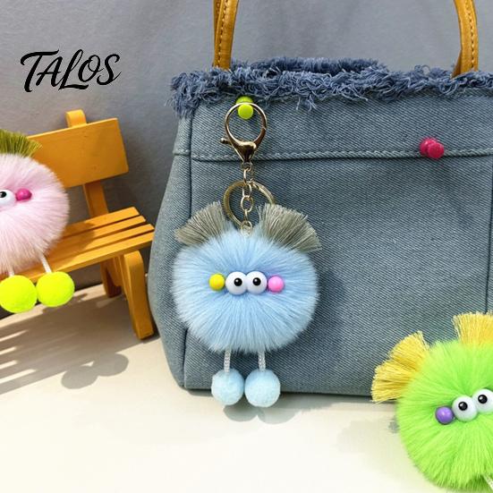 Portable Plush Decoration Cartoon Ball Keychain, Fluffy Pompom Keychain with Metal Clasp, Key Holder Backpacks Handbags Keys Decorative Pendant