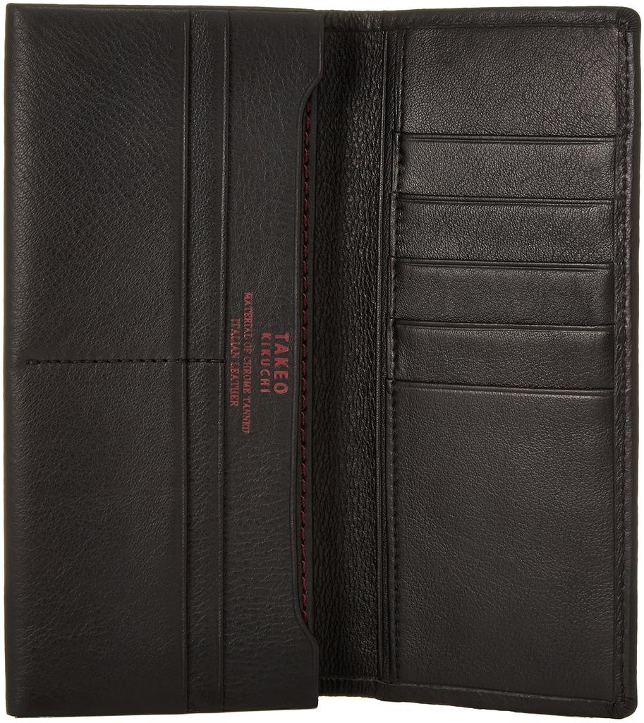 Takeo Kikuchi Men's Bifold Long Wallet, No Coin Purse, Morbido Black, One Size