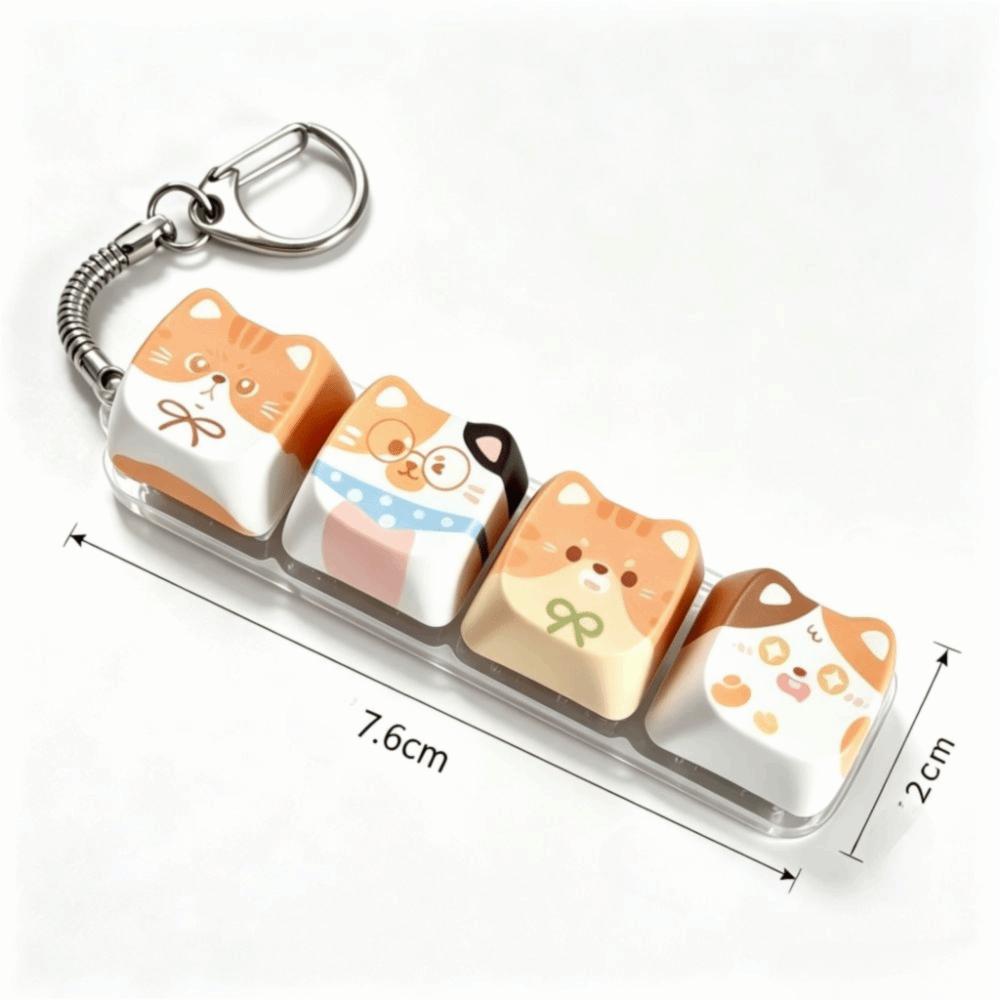 Finger-Tip Pressing Button Cat Fidget Clicker Keychain 4-Key Keycap Keychain Bag Charm
