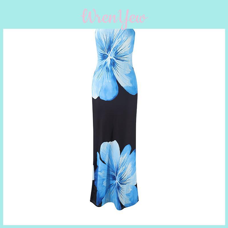 Summer Boho Floral Maxi Dress With Milk Silk Fabric For Vacation And Casual Wear