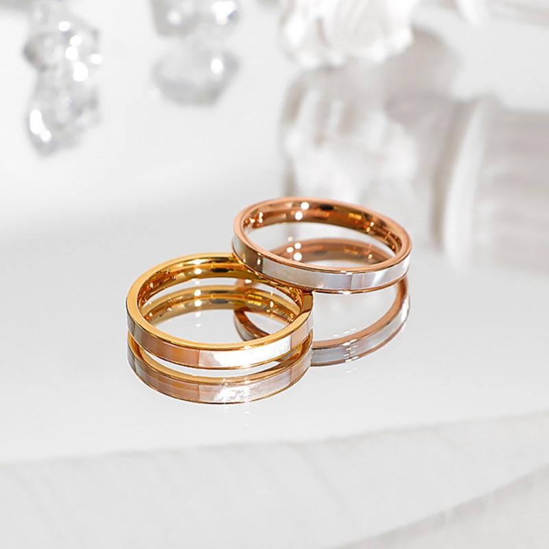 

3mm Stainless Steel Shell Inlay Thin Stackable Ring Wedding Band for Women Girl Size 5-10 10 золотий