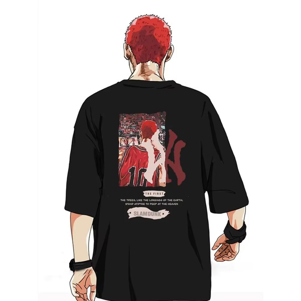 Anime Slam  Men T-shirt Sakuragi Hanamichi Kaede Rukawa T-shirt Summer Cotton T-shirt Fashion Brand Co-branded Women's Tops