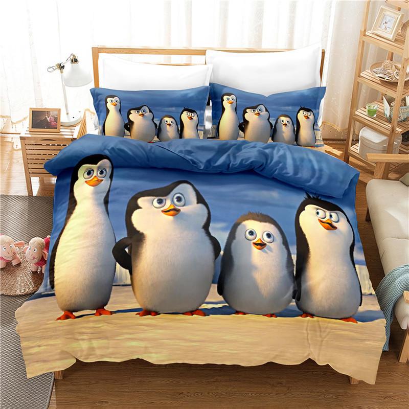 South Pole Cute Penguin Duvet Cover Sets3D PrintCartoon SeriesChildren's Bedroom Bedding Set100% High Quality FullTwin