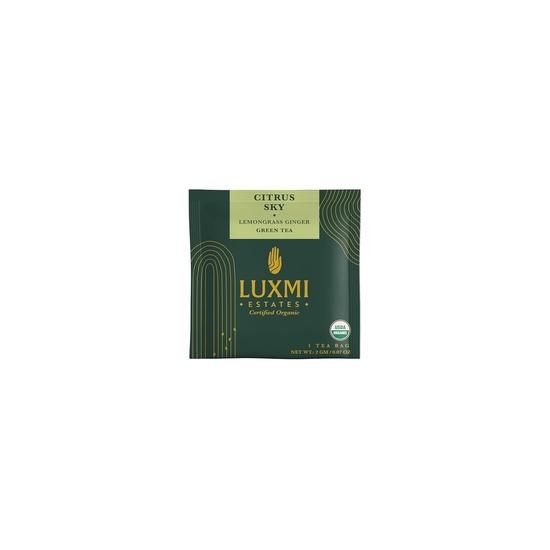 LUXMI Estates Citrus Sky Lemongrass Ginger Green Tea - 15 Tea Bags (30 Gram) Pack|Certified Organic Darjeeling Green Tea