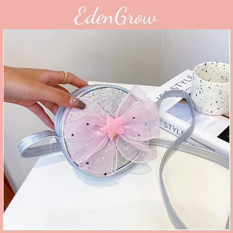 Shoulder Sequined Round Crossbody Bag Bow Five Pointed Star Decoration Kids For