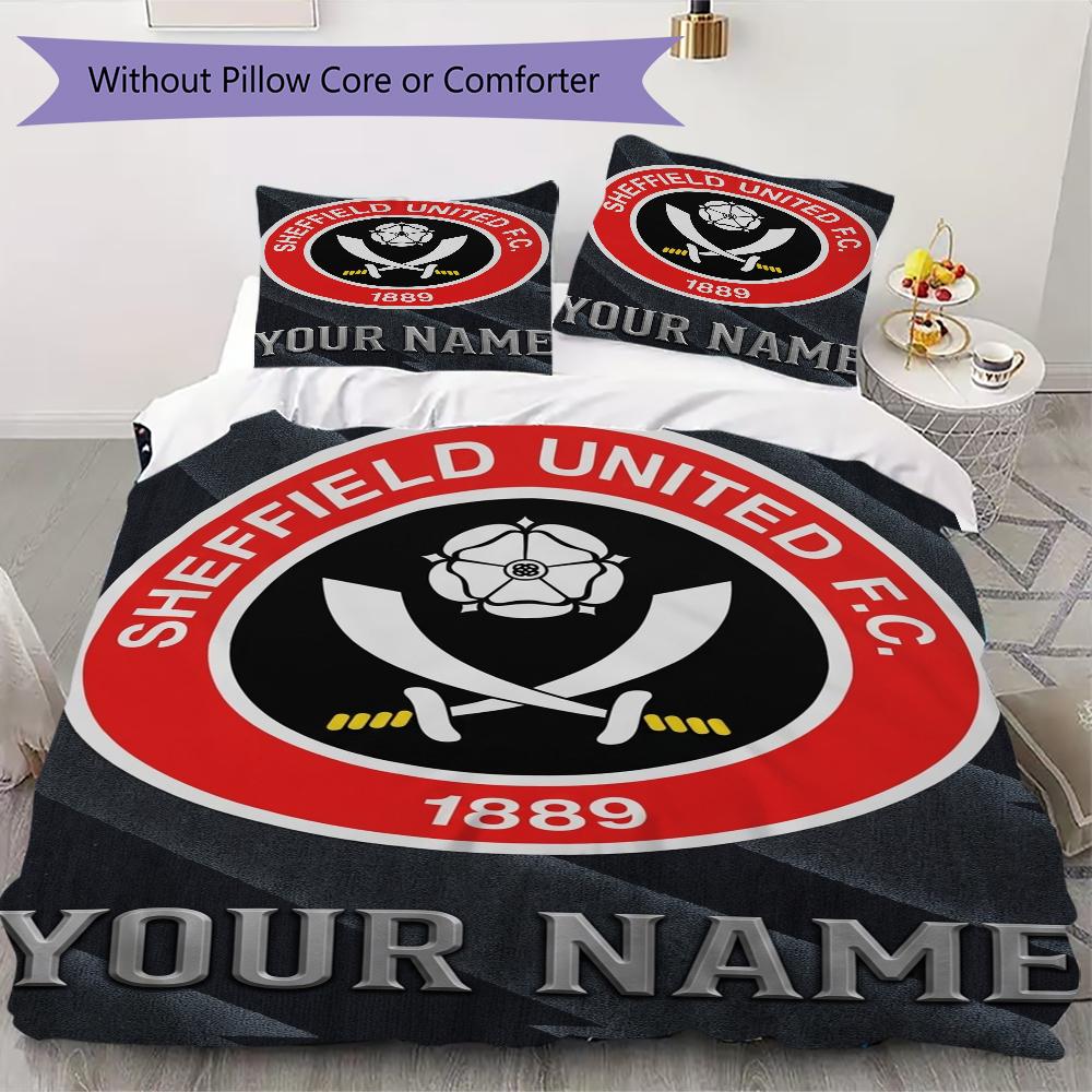 Custom Name Sheffield United FC Bedding,Quilt Set Quilt Cover Pillowcase Home Birthday Gift(1 * Duvet Cover + 2 * Pillowcase, Without Core)_xia