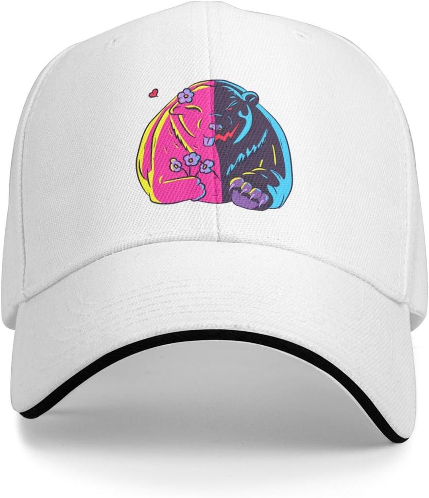 Bipolar Bear Split Design Baseball Cap Polyester Adjustable Outdoor Sports Visor Hat