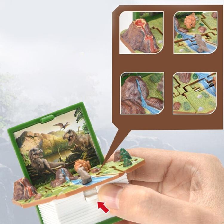Llavero de Libro Pop-Up 3D Juguete de Dinosaurio Novedad Escena del Mundo de los Dinosaurios Llavero