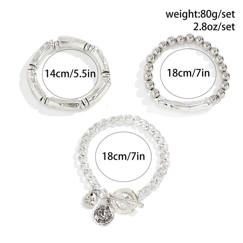 Heart Pendant Bead Stacking Bracelet Set Fashion Jewelry Minimalist Accessories Multi Layer Adjustable Bracelets for Women Girls Trend Charm Gift