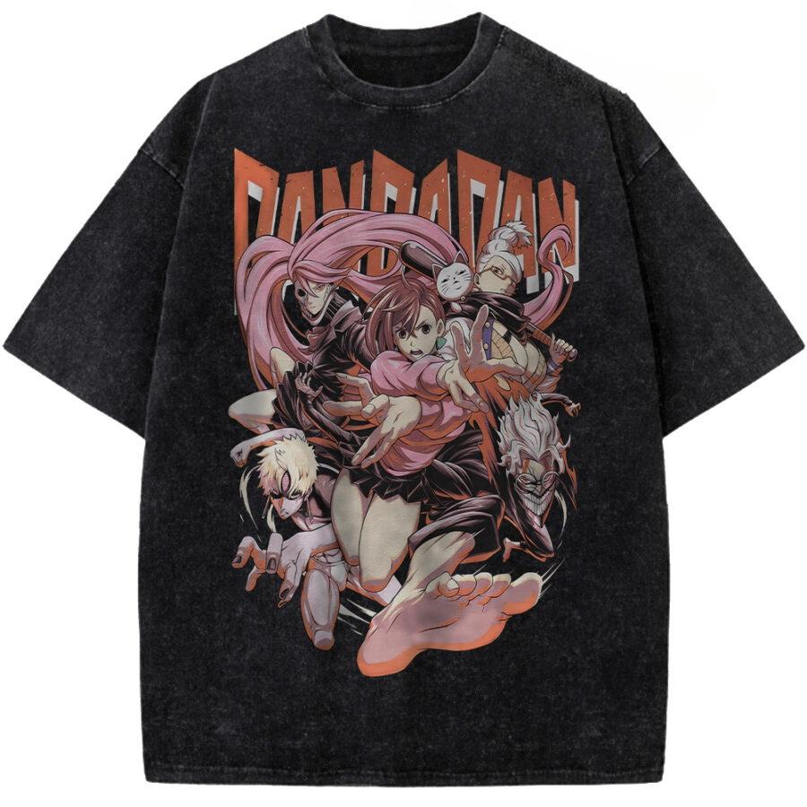 Hot Anime Dandadan Okarun Momo Ayase Clothing Men Women Tshirts Washed Cotton Tee Retro Oversized T-shirt Harajuku Male T Shirt