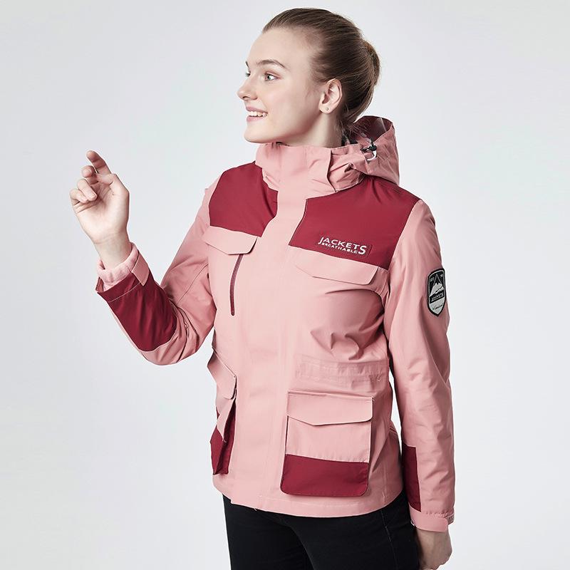 Unisex Winter Windproof Jacket with Fleece Liner - Detachable 3-in-1 Set L