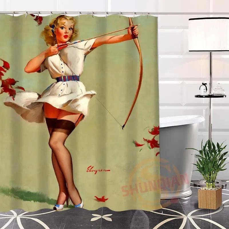Eco-Friendly Custom Unique Pin Up Girl Modern Shower Curtain Bathroom Waterproof For Yourself H0220-54