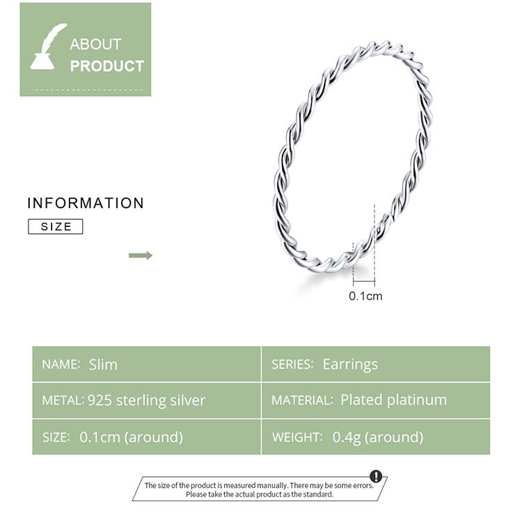 Bamoer Minimalistické kroucené prsteny na prst pro ženy 925 Sterling Silver Hypoalergenní šperk