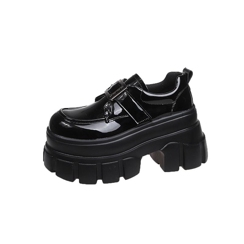 Fashion Spring Summer British Walker Shoes Women Patent Leather Platform Shoes High Platform Chunky Heel Pumps 9 cm zapatos de mujer