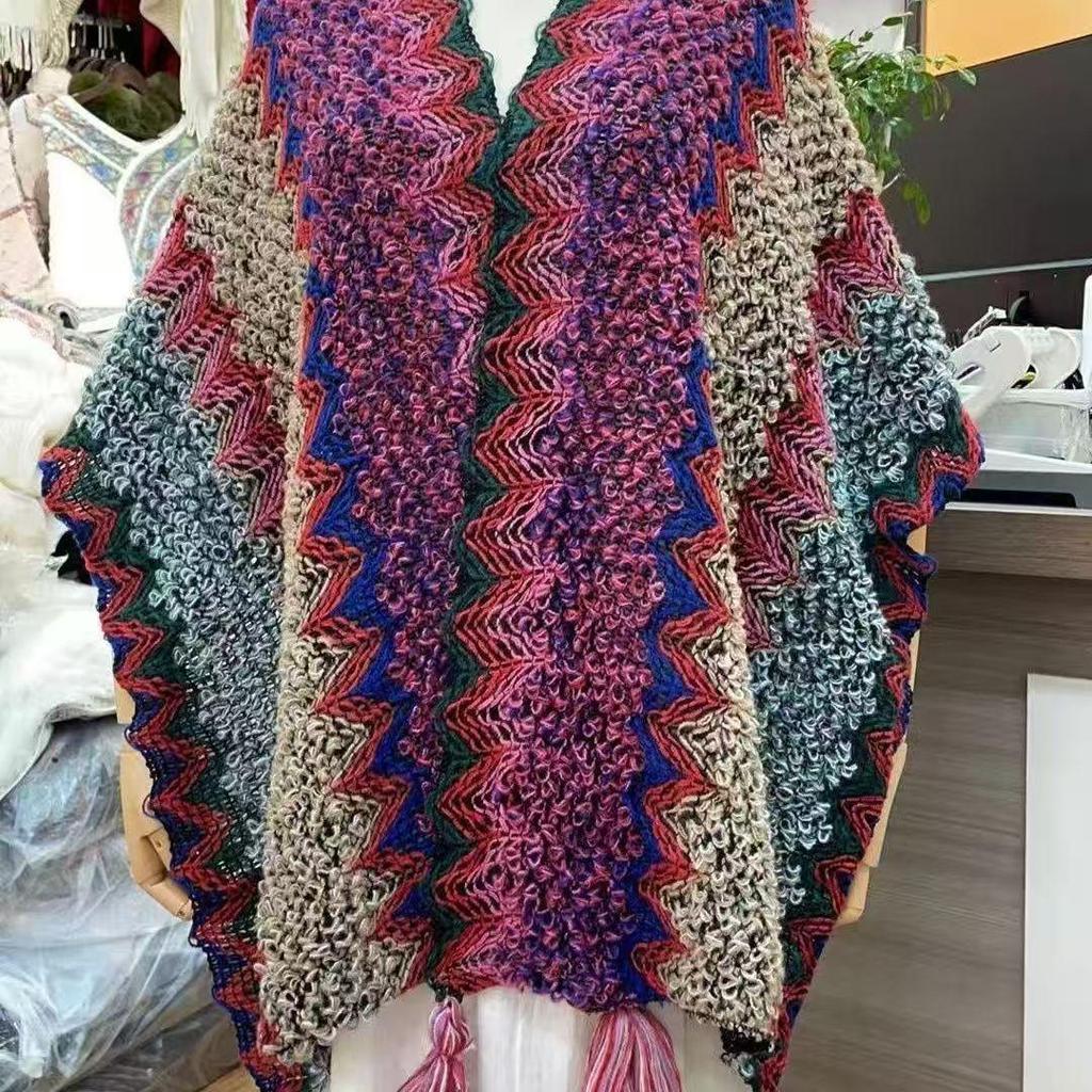Ethnischer Stil Damen Strickschal Umhang - Yunnan, Sichuan, Tibet & Xinjiang Reise-inspirierte Oberbekleidung