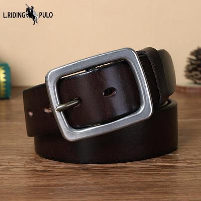 Gürtel Herren Dicker Edelstahlgürtel mit Schnalle aus echtem Leder Reines Rindsleder Retro und modisch All-Matching-Jugendjeansgürtel