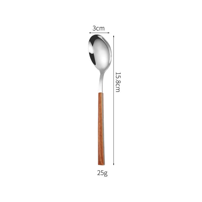 Korean Style Stainless Steel Cutlery Set: Knife, Fork, Spoons with Creative Anti-Wood Handles for Steak, Fruit, and Dessert