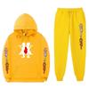 Mens Winter Warm Hooded Sweatshirt Pants Set Anime Inspired Casual Tracksuit Cotton Blend Thick Fleece Lined