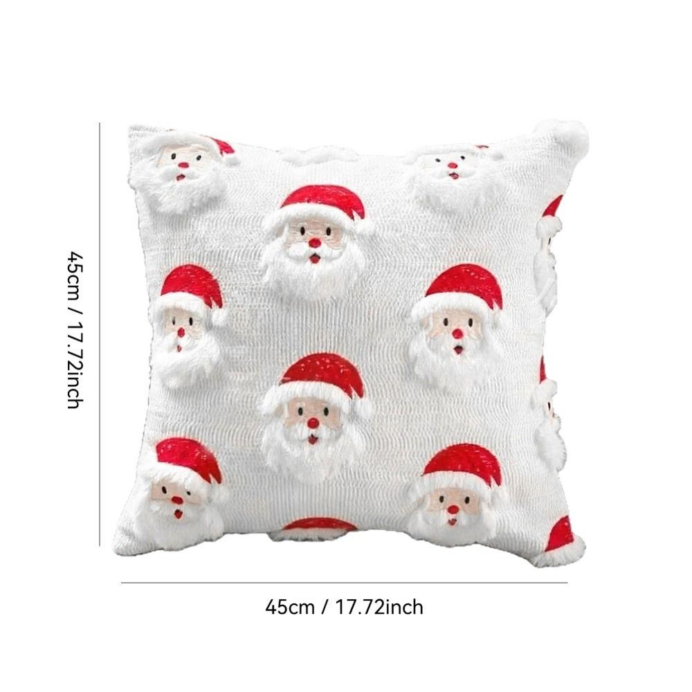 Cute 45×45cm Christmas Throw Pillow Cover 3D Embroidery Santa Claus Pillowcase Removable Soft Pillow Cover Home Decoration