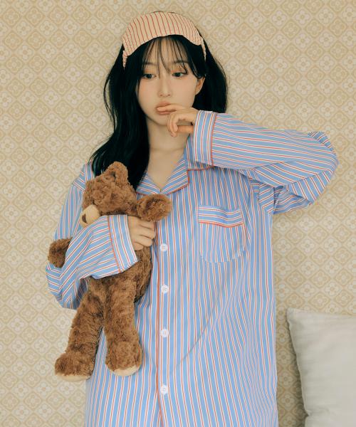 [Dossy] 2-Piece Silky Fit Sierre Long-Sleeve Couple Pajama Set [Shipped from Korea] 100% Authentic