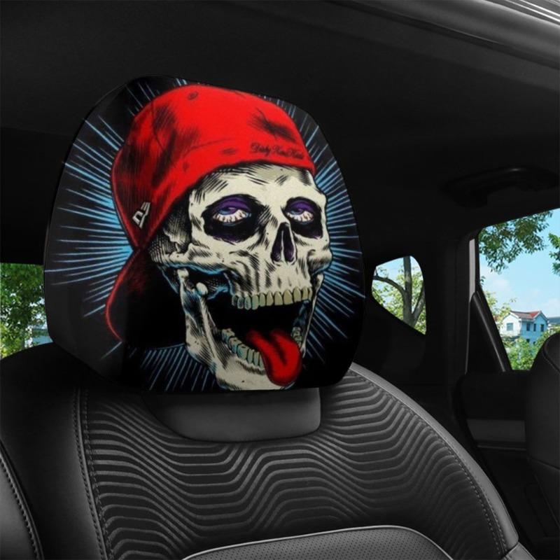 2PCS Funny Cartoon car headrest Cover, Cute Funny Eyes, Suitable for Halloween, Christmas car Universal Elastic Models Funny Decoration