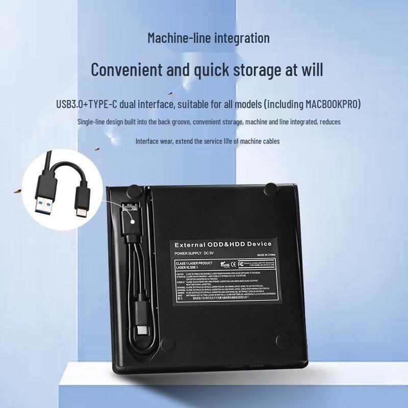 Brushed USB 3.0 Type-C Dual Interface External DVD/CD RW Laptop Optical Drive