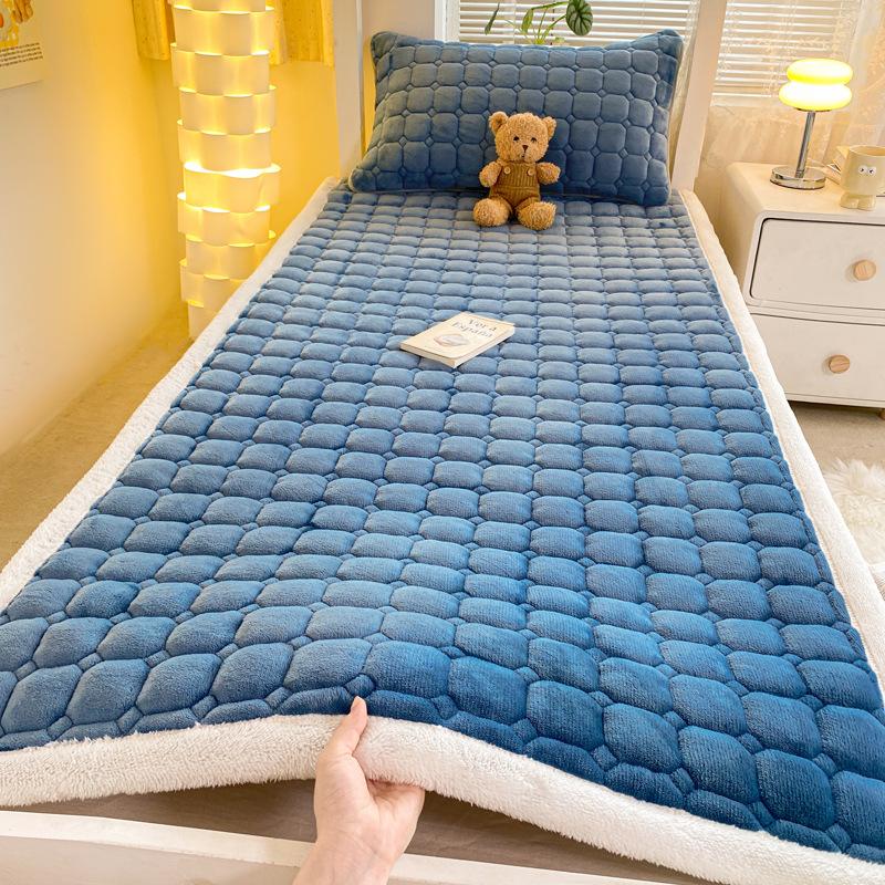 Milk Fleece Mattress Pad with Anti-Static Layer, Foldable Thermal Topper for Dorm Bed - 90x200cm To 200x220cm Machine Washable