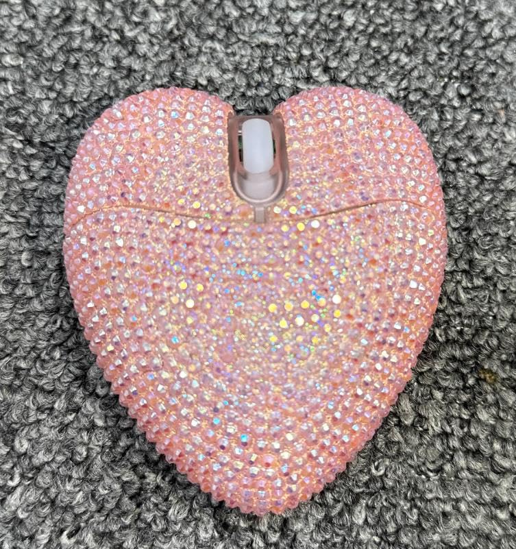 Wireless Diamond Bluetooth Mouse with USB Quiet Compatible with and Rechargeable Quiet Stylish Design Heart-Shaped Receiver, 1000-1200-1600 DPI,