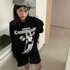 Magliette bianche da donna, a maniche lunghe, con scollo a V, in cotone, coreane, oversize, casual, alla moda, stampate, Y2k