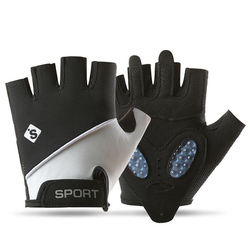 Fitness gloves men's and women's outdoor breathable ice silk non-slip and wear-resistant liquid silicone protective hiking half-finger cycling gloves