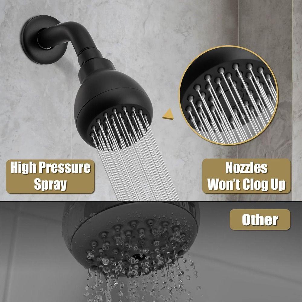 Silicone Nozzles Shower Heads Matte Black 360 Rotation Spray Shower Powerful Water Flow Rustproof Rain Shower Head Bathroom Use