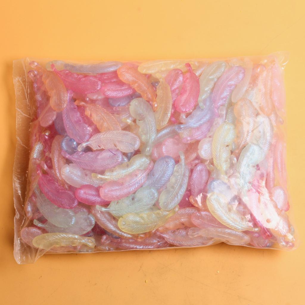 500g/bag Materials Accessories Luminous Creative Beads Necklace Earrings Light Colored Series Feather Pendant Translucent Jewelry Making DIY Handmade