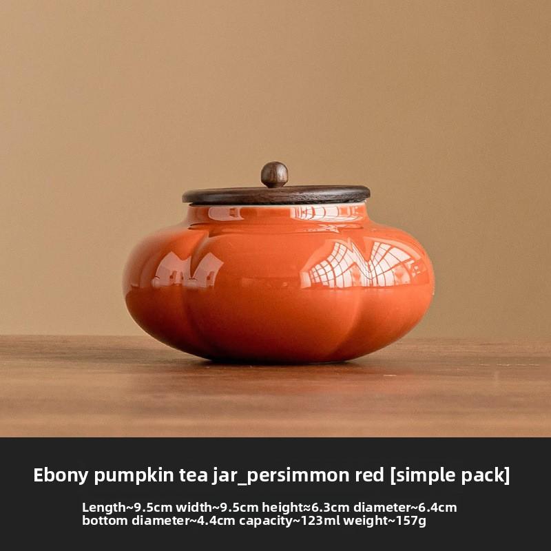 BRCeramic Pumpkin Tea Can Creative Ceramic Sealed General Can Home Kitchen Pu'er Tie Guan Yin Storage Can Tea Ceremony AccessoriesEY