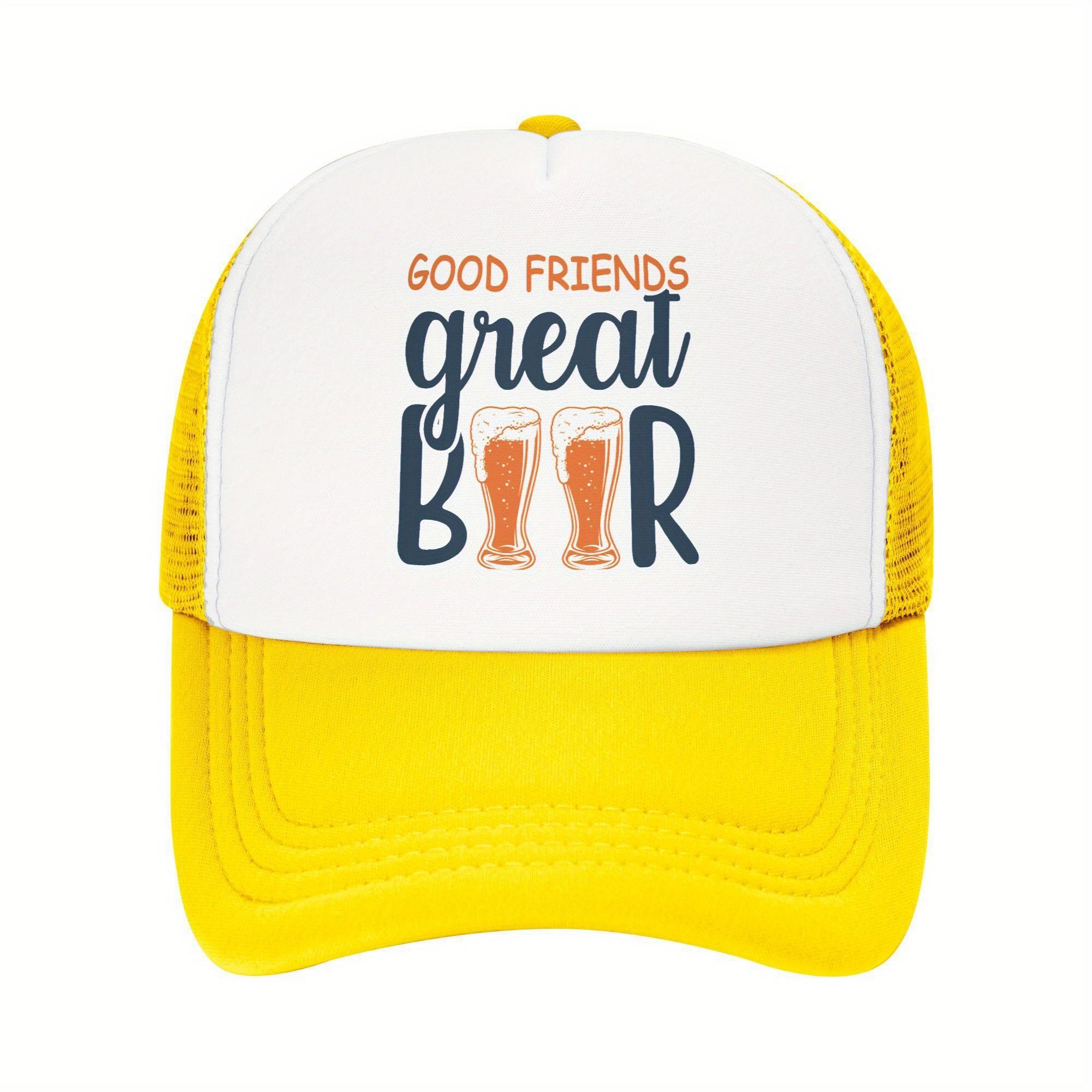Good Friends Great Beer Trucker Hat Polyester Mesh Adjustable Cap Casual Unisex Drinking Accessory One Size
