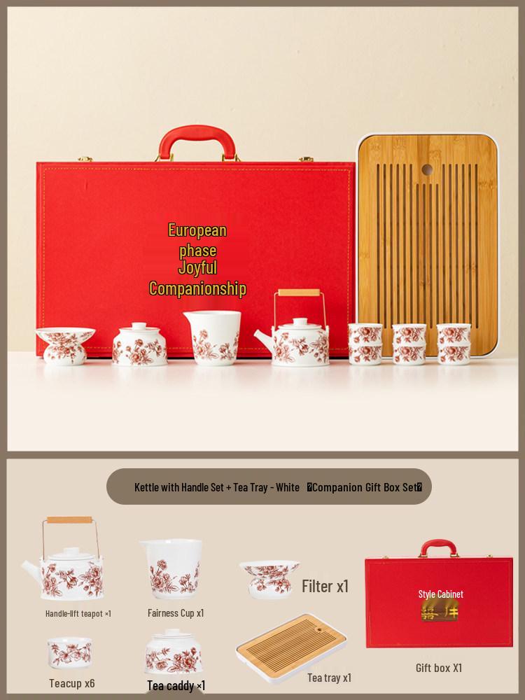 Wedding Tea Set: Bride's Dowry Tray & Teapot Gift for Engagement Celebrations