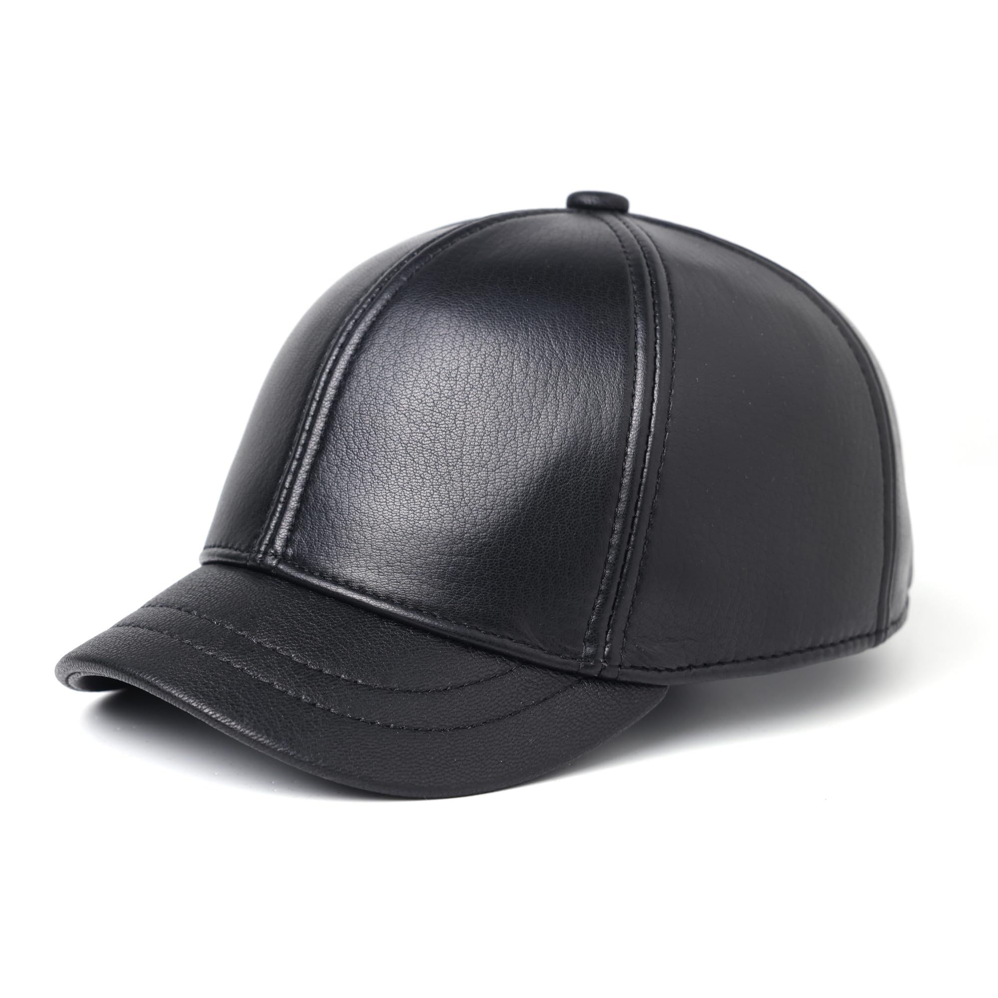 

Genuine Leather Goatskin Baseball Casual Cap [JOOFAN] Cap, Men s (Short Brim)