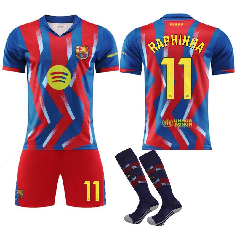 2526 Barcelona Four-way No. 10 Messi Jersey Suit Men's No. 9 Lewandowski 8 Pedri 14 Rashford Football Uniform
