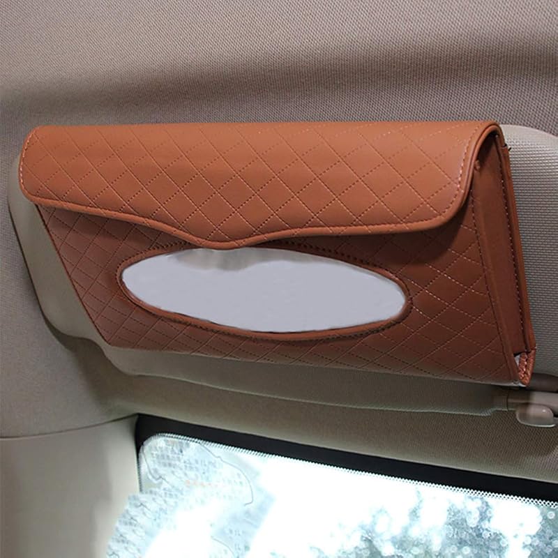 Car Tissue Holder, Sun Visor Tissue Holder, Car Visor Napkin Holder, PU Leather Backseat Tissue Case For Car/Truck (Beige)