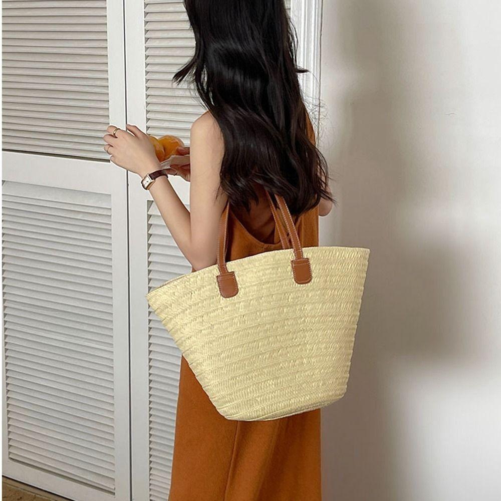 Leisure Basket Shoulder Bag Summer Women's Tote Bag New Straw Weave Bag  Ladies/Girls