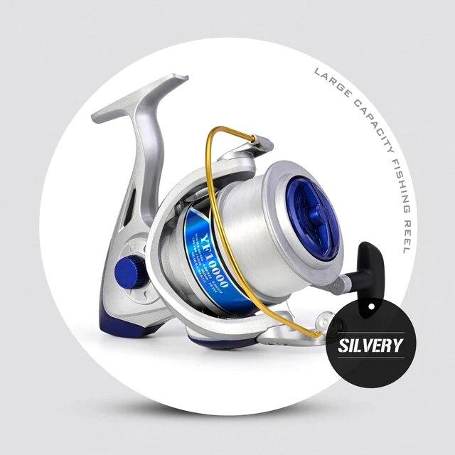 

Катушка для спиннинга и заброса приманок DEUKIOFISHING серии 10000, катушка 4.1:1 20-килограммовое максимальное сопротивление, аксессуары для морской рыбалки на длинные дистанции 10000 Series серебряный