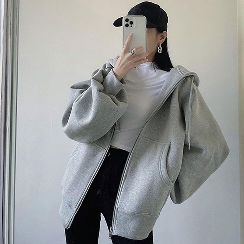 Einfarbige Strickjacke Jacke Herbst und Winter Samt Retro Lässiger Stil Mit Kapuze Locker Oberteil Unterhemd