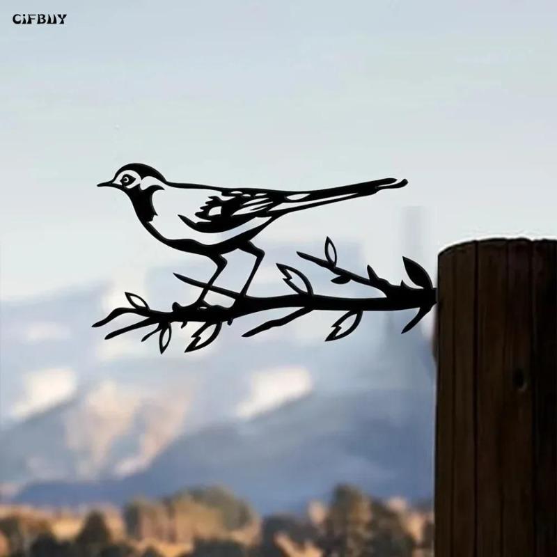 Wrought Iron Magpie on Tree Garden Decor Modern