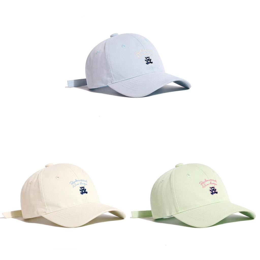 Cute Korean Style Embroidered Cotton Baseball Cap With Wide Brim For Casual Wear